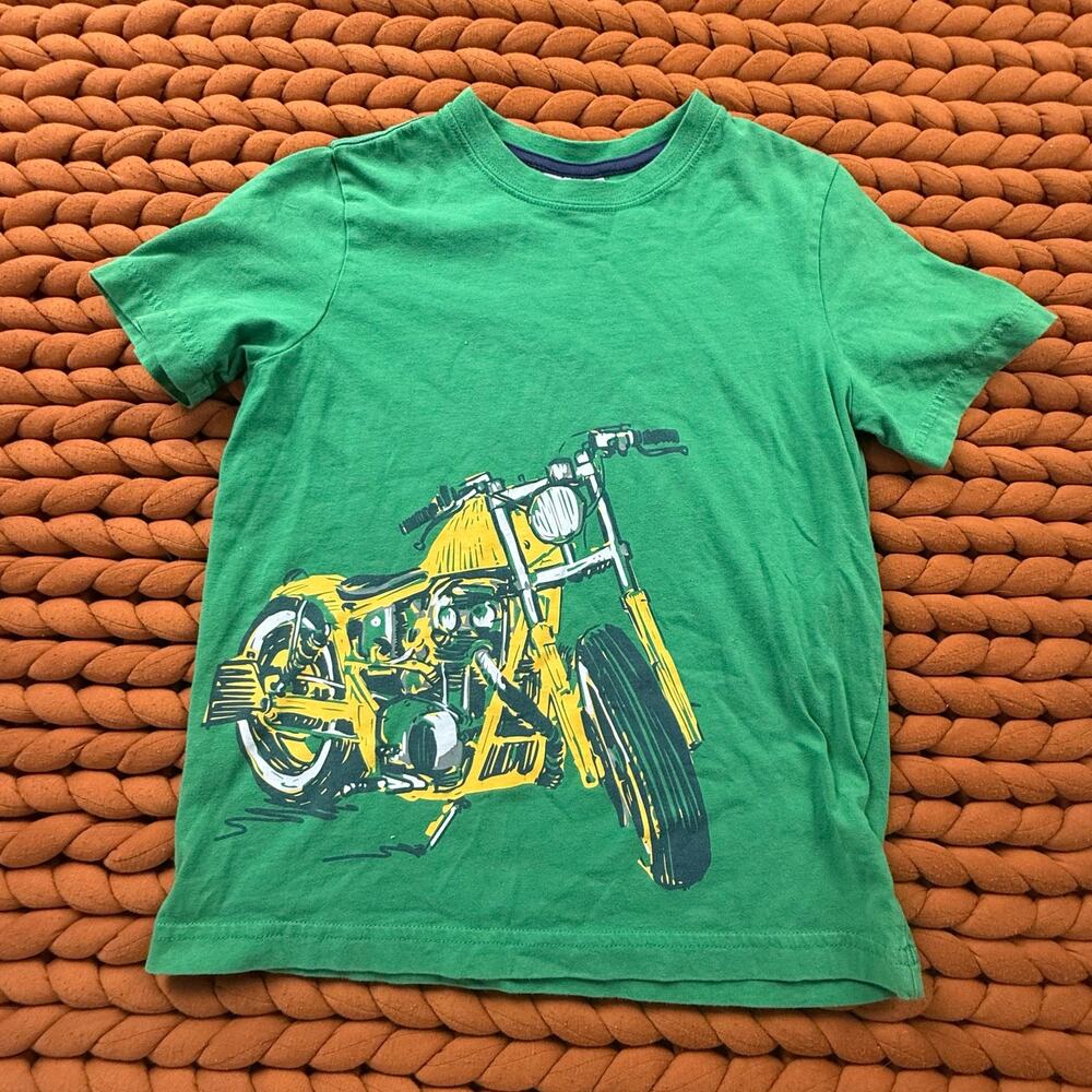 Hanna Andersson Green Yellow T Shirt Motorcycle Dirt Bike Size 8 Boys 130